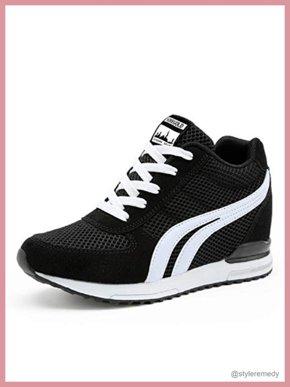 Women's Hidden Wedge Sneakers - Lightweight Mesh Casual Walking Shoes